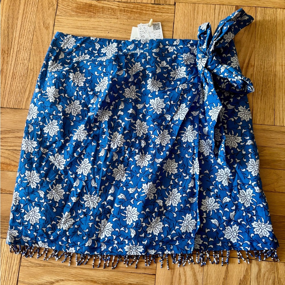 MNG Cotton Beaded Mini Skirt